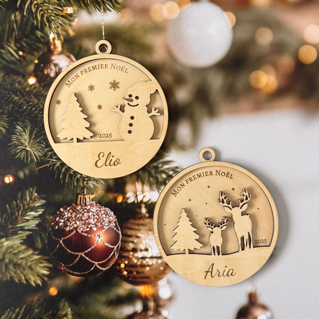 Boule de Noël “Mon premier Noël” personnalisée Atelier Liméa
