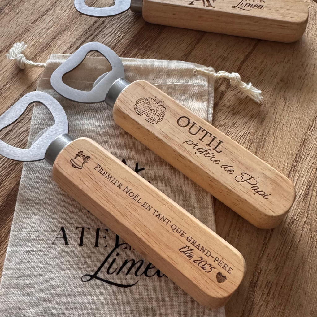 Décapsuleur en bois personnalisable Atelier Liméa