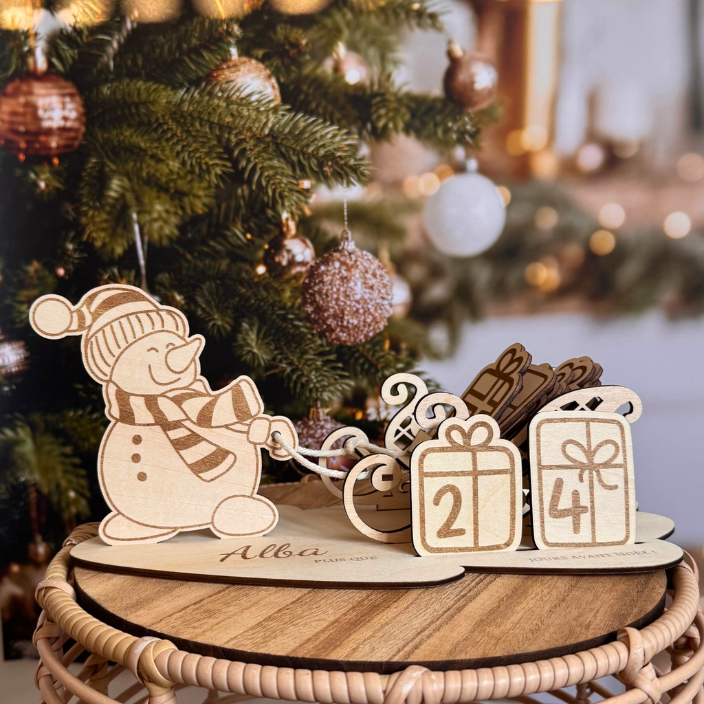 Traîneau de décompte de Noël personnalisé Atelier Liméa
