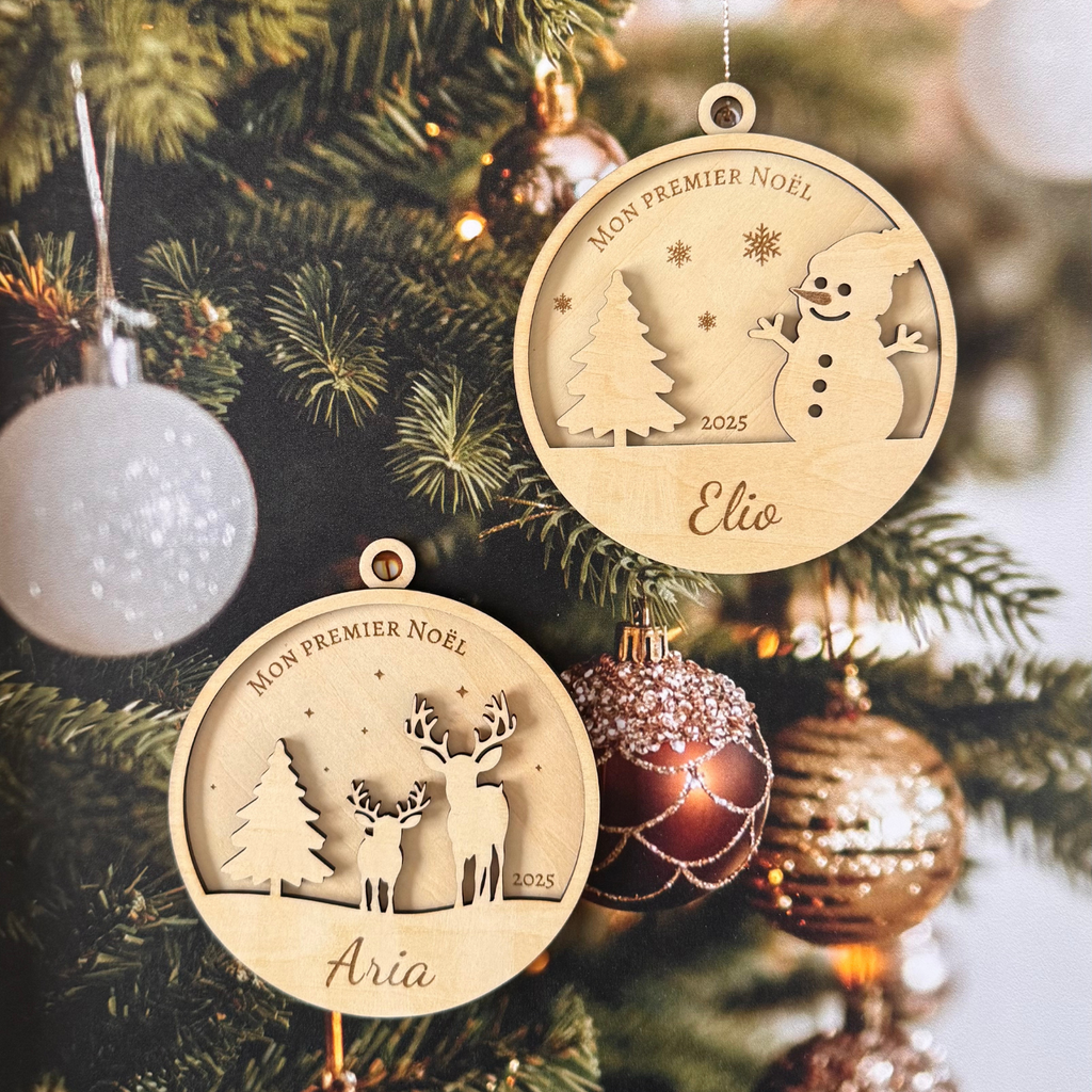 Boule de Noël “Mon premier Noël” personnalisée Atelier Liméa