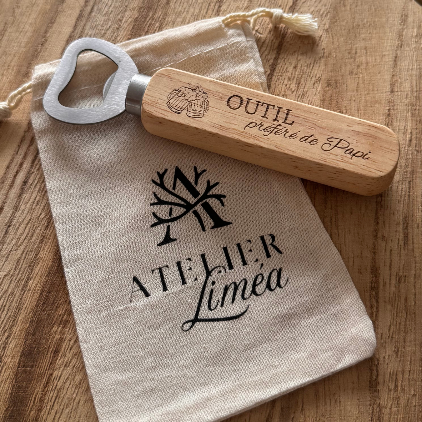 Décapsuleur en bois personnalisable Atelier Liméa