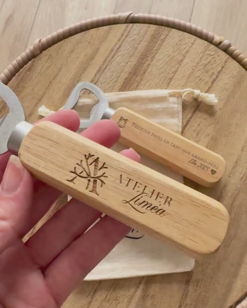 Décapsuleur en bois personnalisable