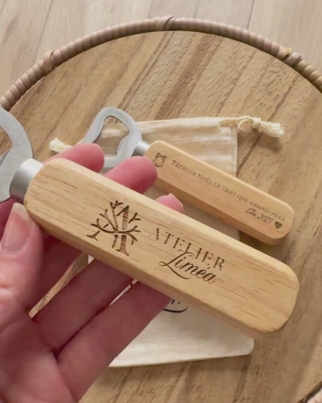 Décapsuleur en bois personnalisable